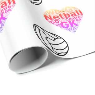 Papel De Regalo Corazón del Netball y diseño de la bola