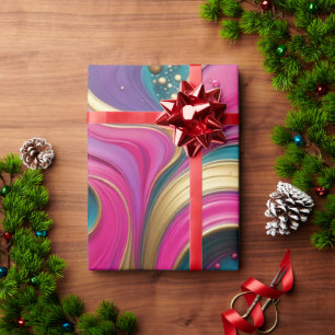 Papel De Regalo Corazón en espiral abstracto en negrita – Arte mod