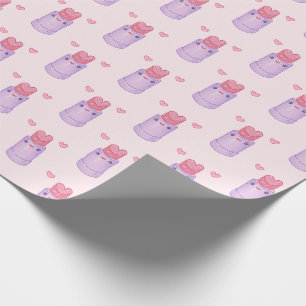 Papel De Regalo Corazón Lápiz Labial Pastel Kawaii