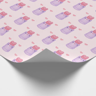 Papel De Regalo Corazón Lápiz Labial Pastel Kawaii