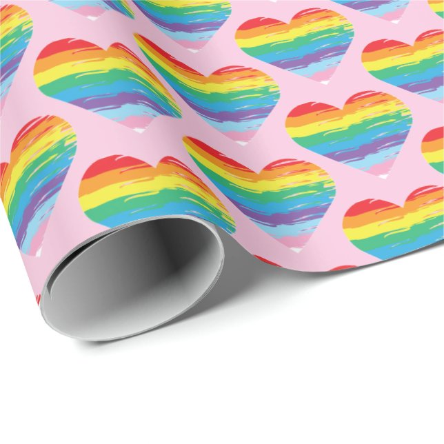 Papel De Regalo CORAZÓN LGBTQIA Amo al orgullo arcoiris Guay (Esquina del rollo)