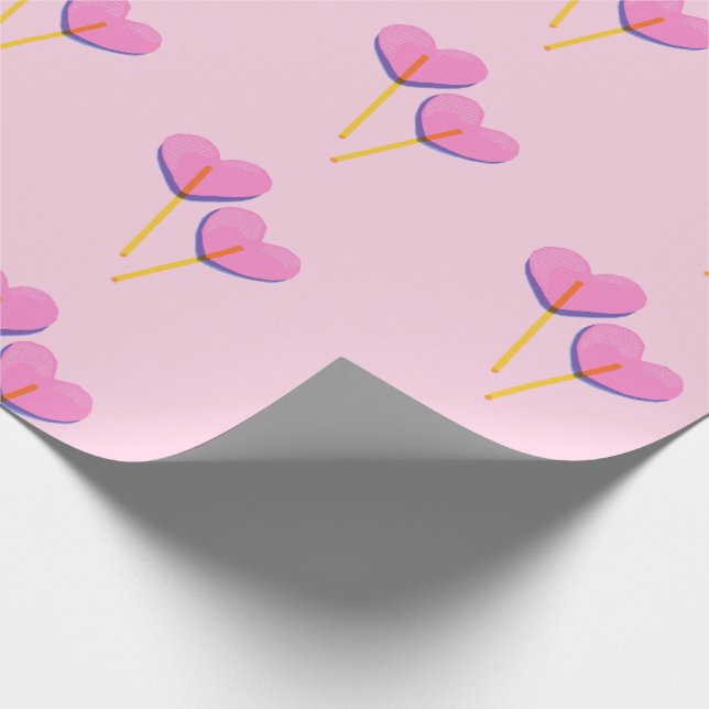 Papel De Regalo Corazón Lillipop Regalo Rosa (Esquina)