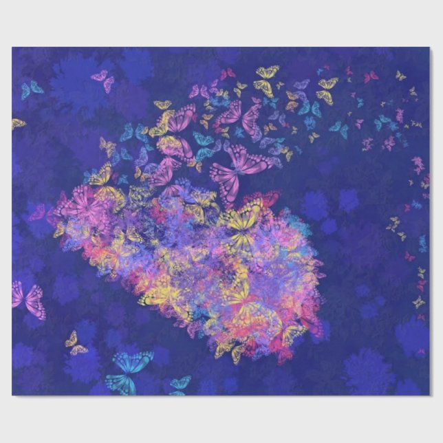 Papel De Regalo Corazón mariposa - Amor - (Superficie plana)