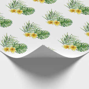 Papel De Regalo Corazón Moderno Amarillo Floral Tropical
