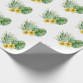 Papel De Regalo Corazón Moderno Floral Amarillo Tropical