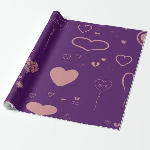 Papel De Regalo Corazón moderno morado lindo