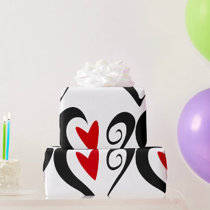 Papel De Regalo Corazón Negro Y Rojo