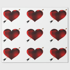 Papel de Regalo Corazón Oscuro con Flecha Dorada