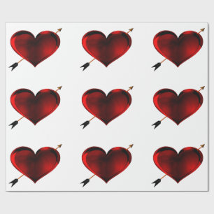 Papel de Regalo Corazón Oscuro con Flecha Dorada