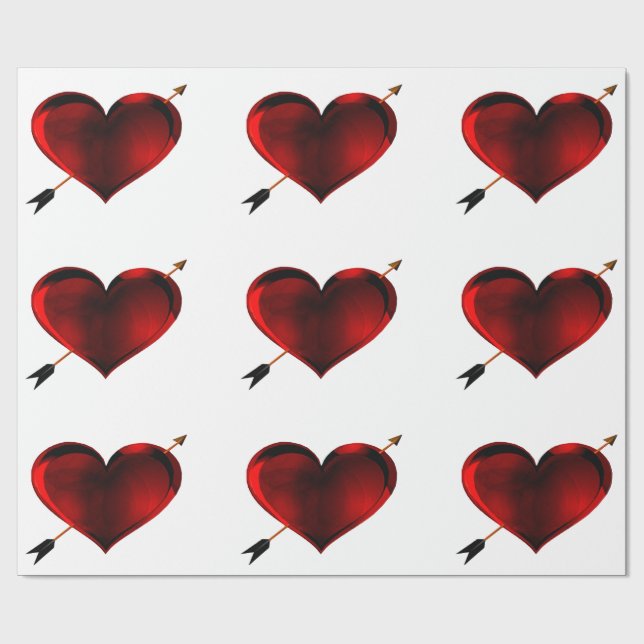 Papel de Regalo Corazón Oscuro con Flecha Dorada (Superficie plana)