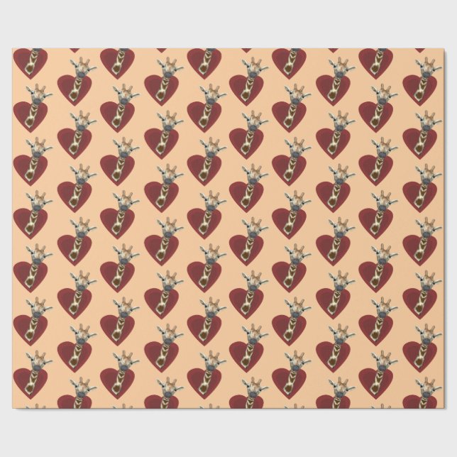Papel De Regalo Corazón para las jirafas (Costura)