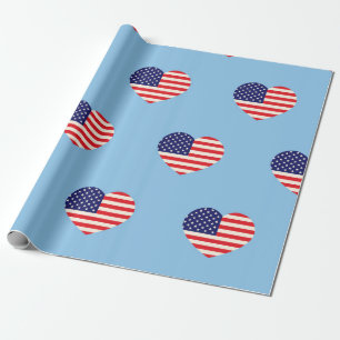 Papel De Regalo Corazón Patriótico Bandera Americana