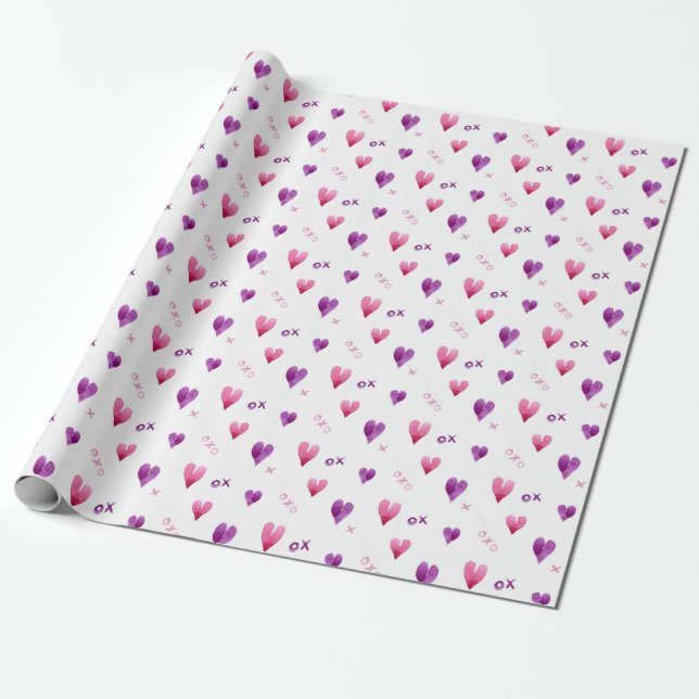 Papel De Regalo Corazón pintado a mano x y sin estampado (Desenrollado)