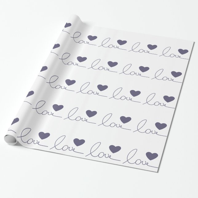 Papel De Regalo Corazón púrpura del amor (Desenrollado)