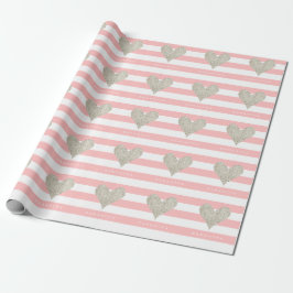 Papel De Regalo Corazón Purpurina plateado