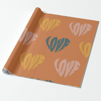 Papel De Regalo Corazón Retro Boho Groovy Amor