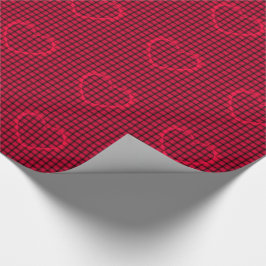Papel De Regalo Corazón Rojo con Patrón de Tejido de Amaranto