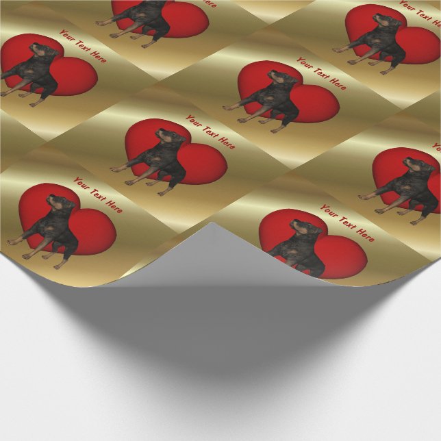 Papel De Regalo Corazón Rojo del perro Rottweiler (Esquina)