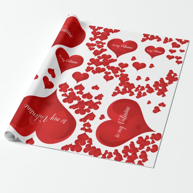 Papel De Regalo Corazón Rojo Romántico Love Valentine (Desenrollado)