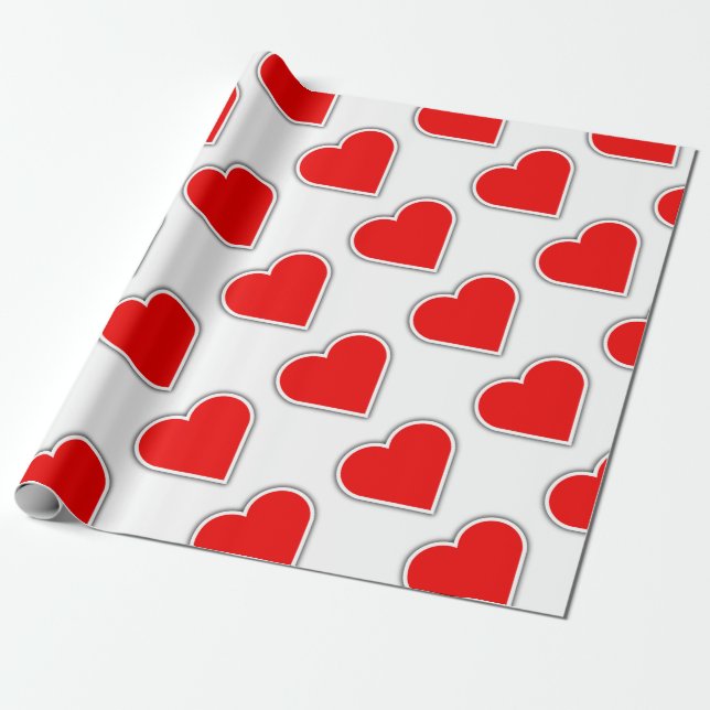 Papel De Regalo Corazón rojo simple (Desenrollado)