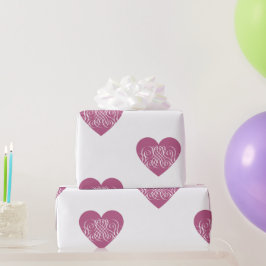 Papel De Regalo Corazón Rosa Con Bonito Filigree Patrón Girly