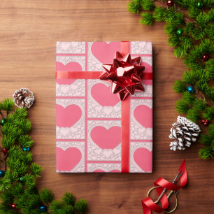 Papel De Regalo Corazón Rosa Elegante Feliz Día de San Valentín co
