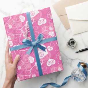 Papel De Regalo Corazón rosa floral