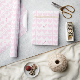 Papel De Regalo Corazón rosa y blanco