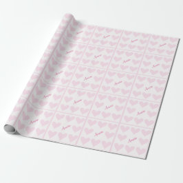 Papel De Regalo Corazón rosa y blanco