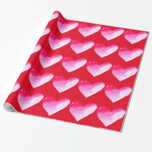 Papel De Regalo Corazón rosa y rojo acuarela pop de arte valentina