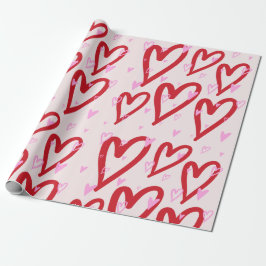 Papel De Regalo Corazón rosado y rojo