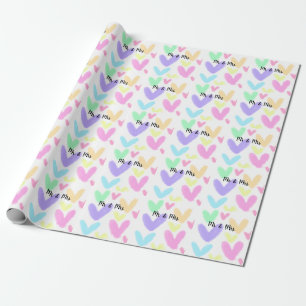 Papel De Regalo corazón simple estilo de texto minimalista boda Sr