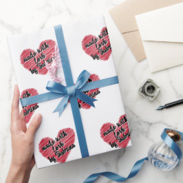 Papel De Regalo Corazón Sketchy Rojo Hecho Con Amor