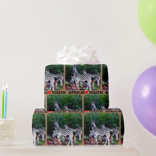 Papel De Regalo Corazón Sudáfrica Zebra Aloe (Regalos de fiesta)