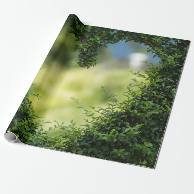Papel De Regalo Corazón Topiario Verde (Desenrollado)