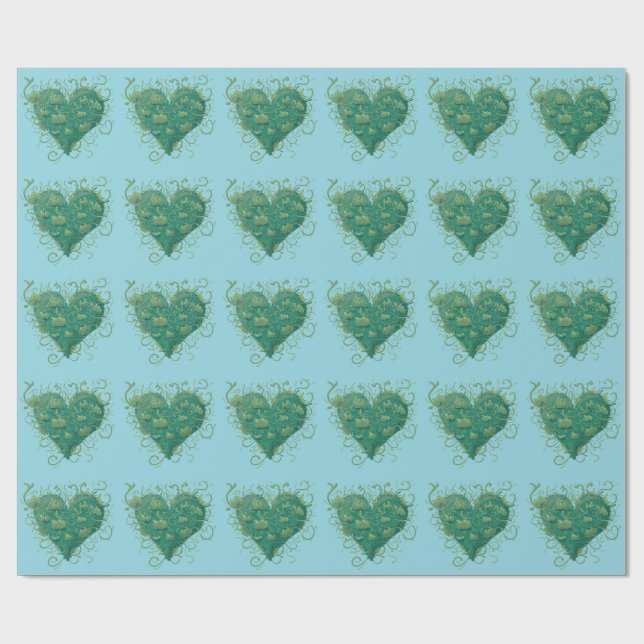 Papel De Regalo Corazón verde interior (Superficie plana)