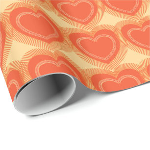 Papel De Regalo Corazones abstractos modernos - mandarina