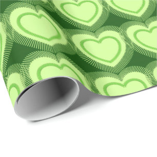 Papel De Regalo Corazones abstractos modernos - Verde animado
