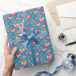 Papel de Regalo Corazones Acuarela Multicolor