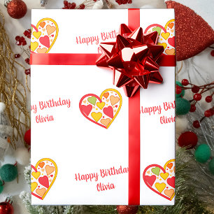Papel De Regalo Corazones alegres Personalizado Textos