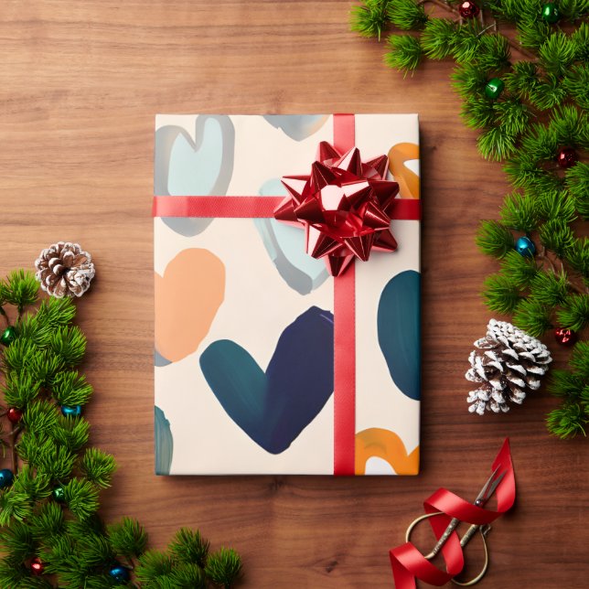 Papel De Regalo Corazones alegres y alegres (Regalo de vacaciones)