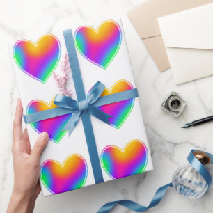 Papel De Regalo Corazones arcoiris
