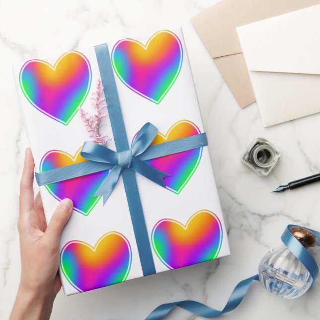 Papel De Regalo Corazones arcoiris (Regalar)