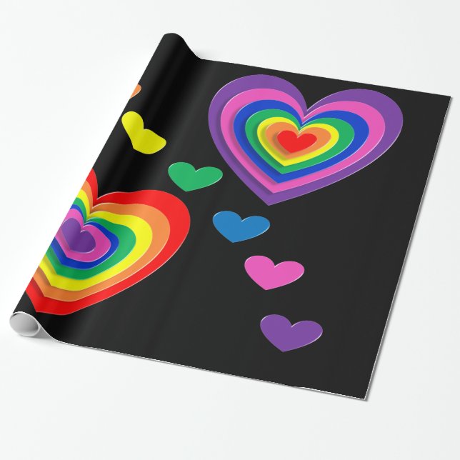 Papel de regalo corazones arcoíris (Desenrollado)
