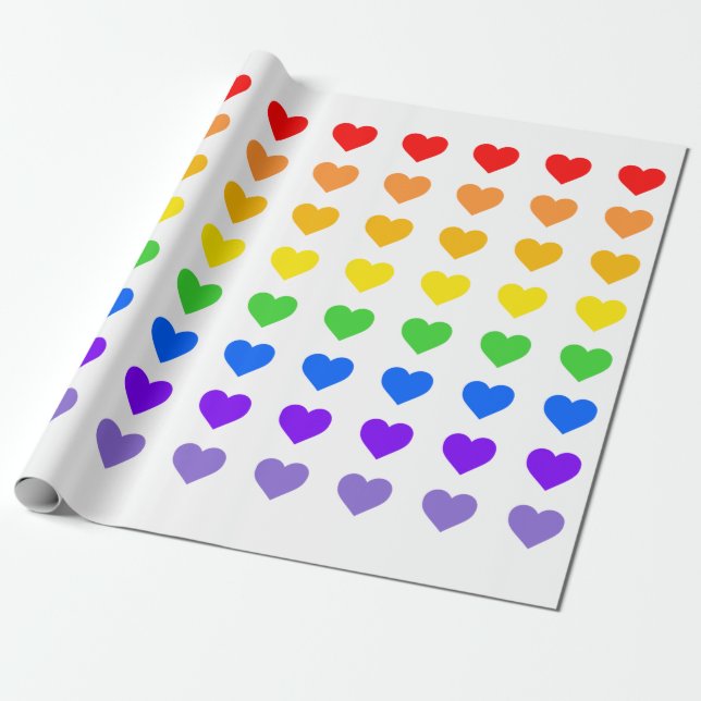 Papel De Regalo Corazones arcoiris (Desenrollado)