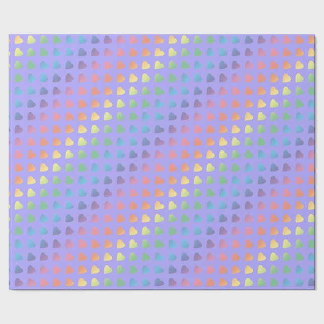 Papel De Regalo Corazones arcoiris en Lilac (Costura)