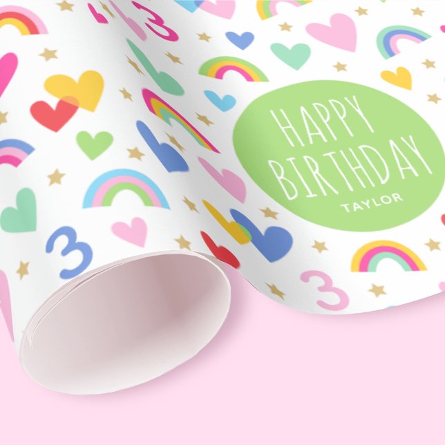 Papel De Regalo Corazones arcoiris Tercer nombre personalizado de  (Subido por el creador)