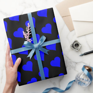 Papel De Regalo corazones azules sobre fondo negro