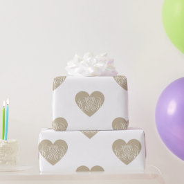 Papel De Regalo Corazones beige con regalo romántico elegante de f
