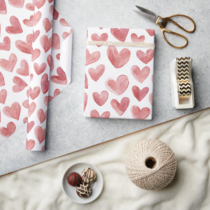Papel De Regalo Corazones Blancos Rojos